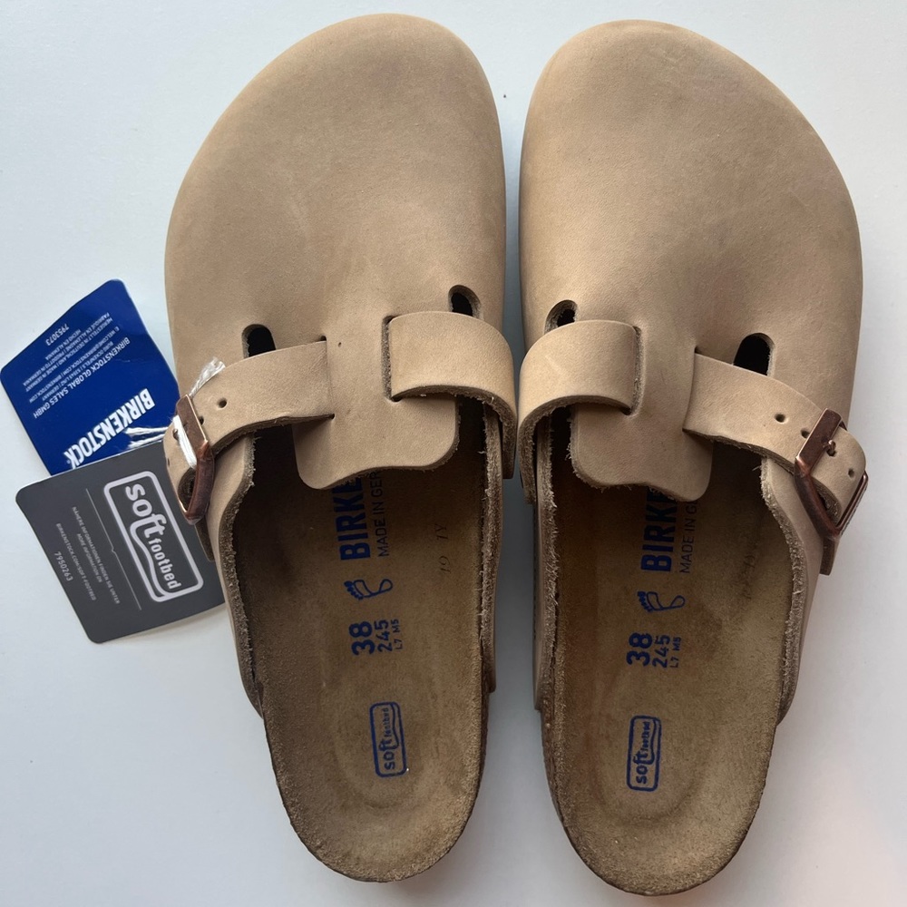 NWT Boston Birkenstock Oiled Leather Tobacco Brown EU 38